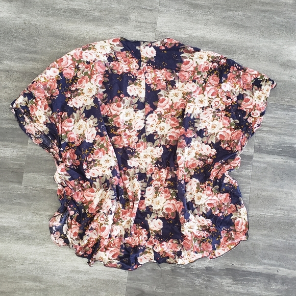 Navy Pink Floral BL Cover Up - Picture 2 of 3